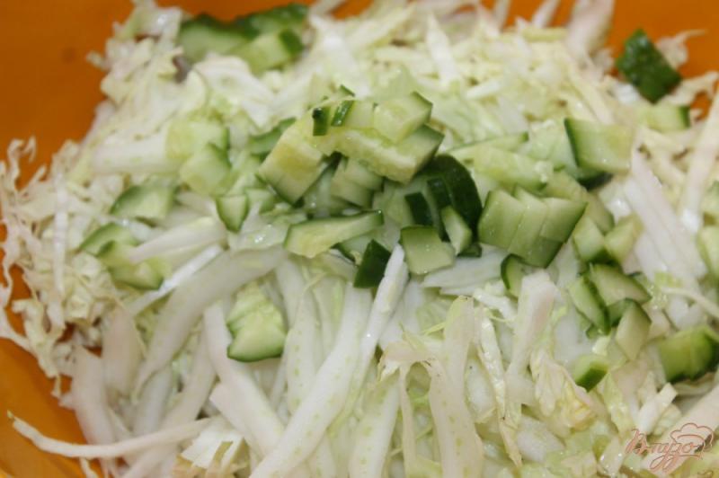 Фото приготовление рецепта: Овощной салат с пекинской капусты и свежих овощей с зеленью шаг №2