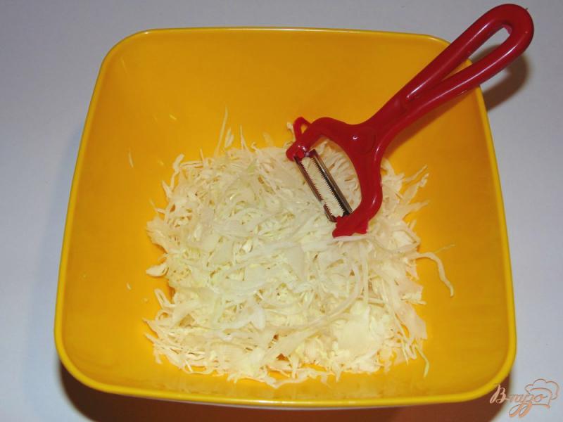 Фото приготовление рецепта: Капустный салат с фасолью и свежим огурцом шаг №2