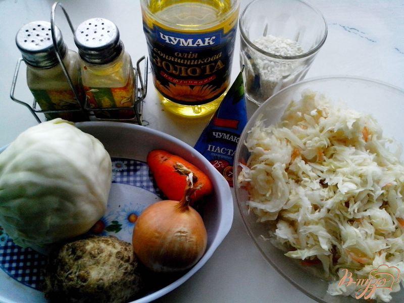 Фото приготовление рецепта: Солянка с капустой и рисом постная шаг №1