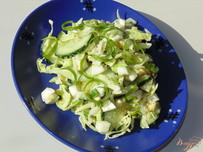 Фото приготовление рецепта: Салат из молодой капусты с огурцом шаг №5