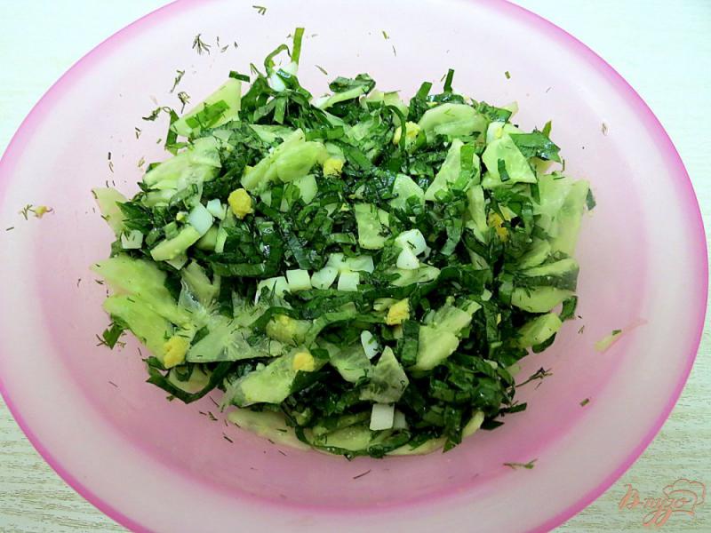 Фото приготовление рецепта: Салат из черемши с огурцом шаг №6