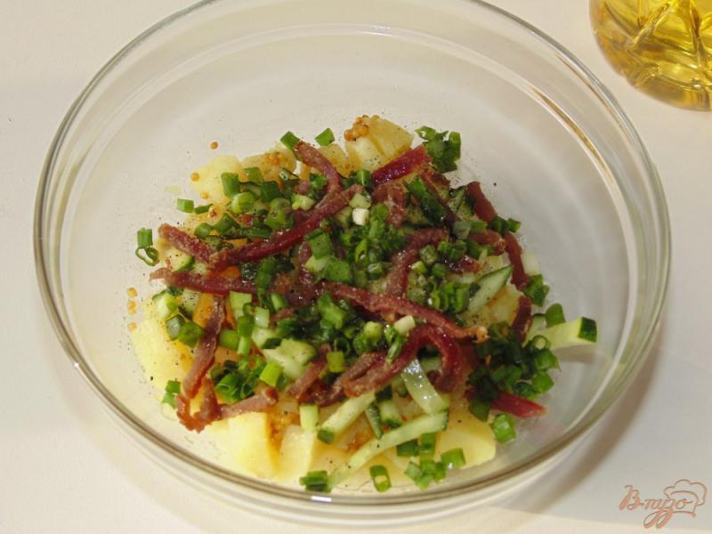 Фото приготовление рецепта: Картофельный салат с бастурмой шаг №5
