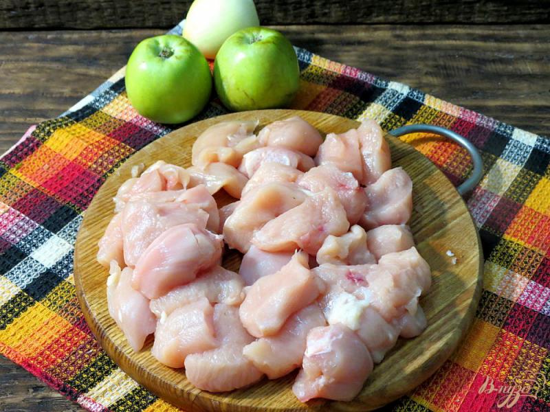 Фото приготовление рецепта: Шашлык из куриного филе с яблоками шаг №2