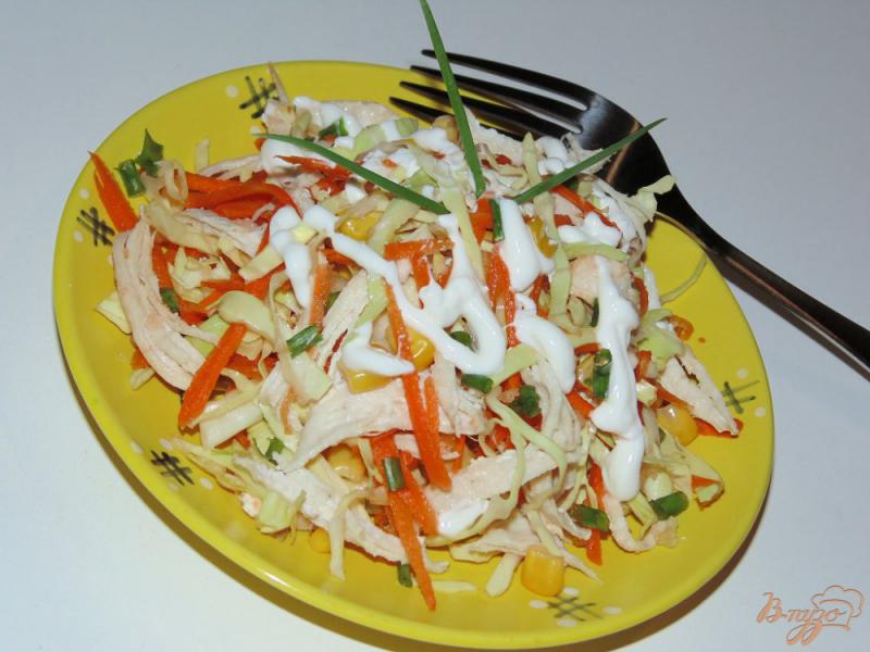 Фото приготовление рецепта: Салат из молодой капусты с морковью и мясом птицы шаг №5