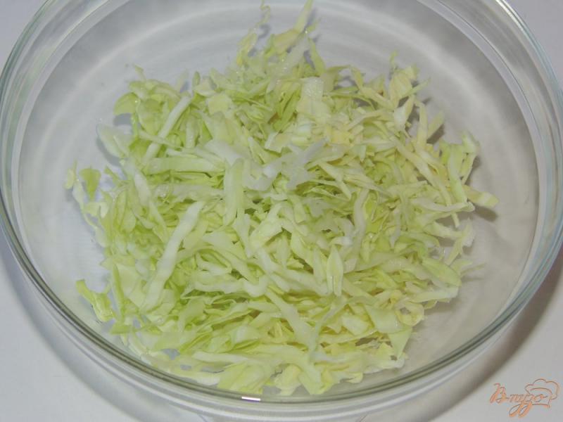 Фото приготовление рецепта: Салат из молодой капусты со свежим базиликом и огурцом шаг №1