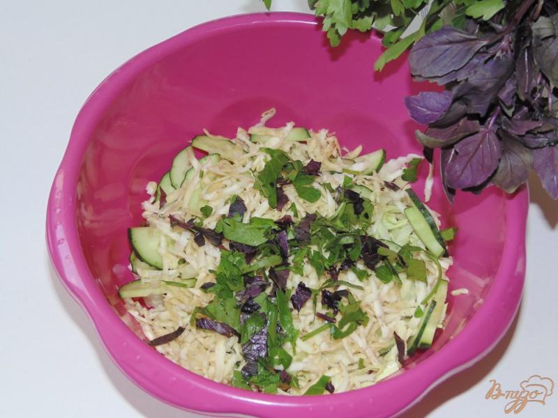 Фото приготовление рецепта: Салат с сельдереем корневым и свежим базиликом шаг №4