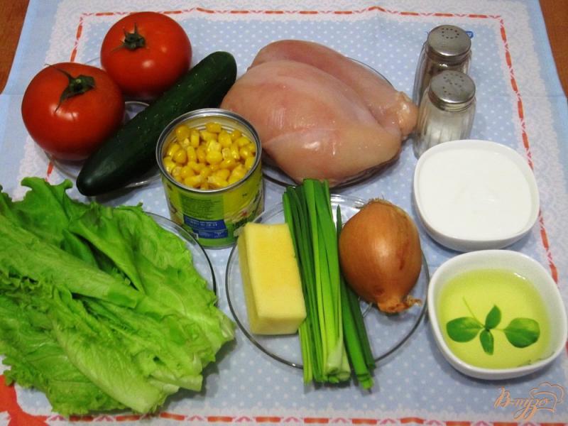 Фото приготовление рецепта: Салат с зеленью и курицей шаг №1