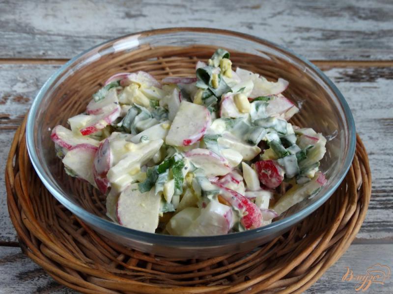 Фото приготовление рецепта: Салат с черемшой и редисом шаг №5