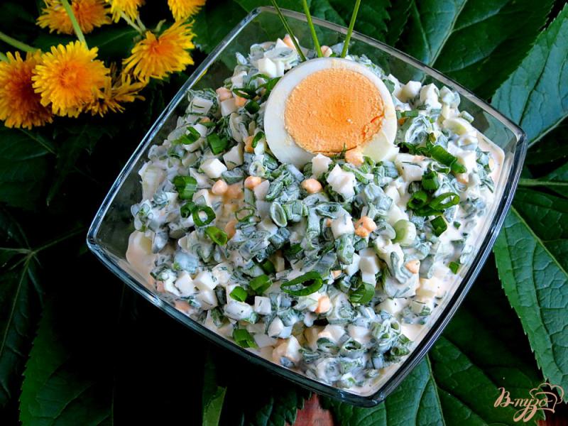 Фото приготовление рецепта: Салат из зелёного лука с яйцом шаг №11