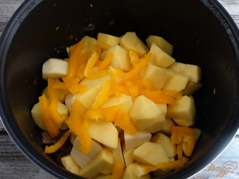 Фото приготовление рецепта: Говяжья вырезка тушеная с овощами в мультиварке шаг №5