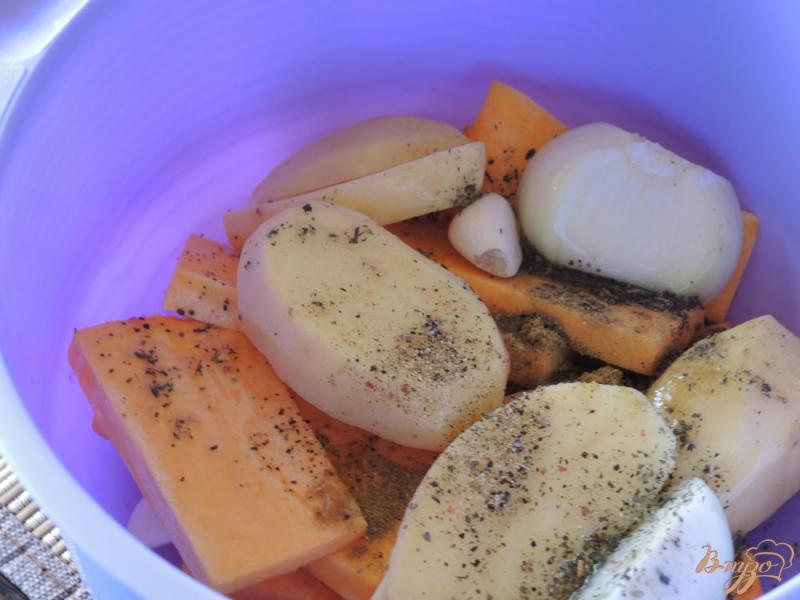 Фото приготовление рецепта: Крем-суп из тыквы и овощей шаг №3
