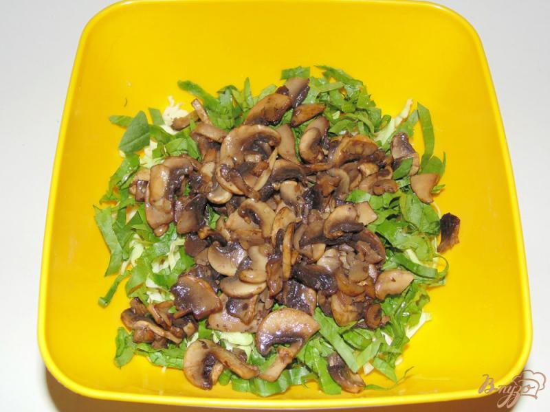 Фото приготовление рецепта: Салат с шампиньонами и шпинатом шаг №4