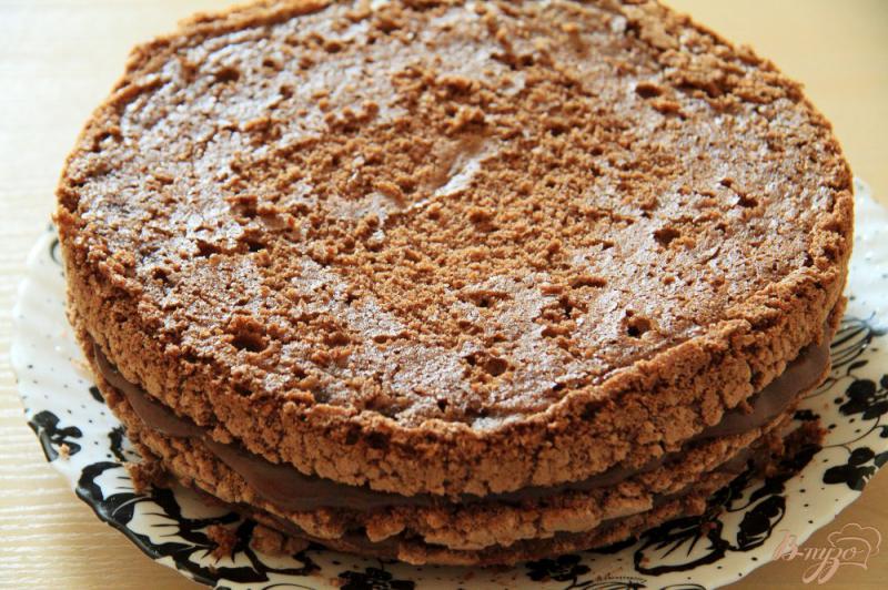 Фото приготовление рецепта: Бисквитный шоколадный торт с шоколадным кремом шаг №12