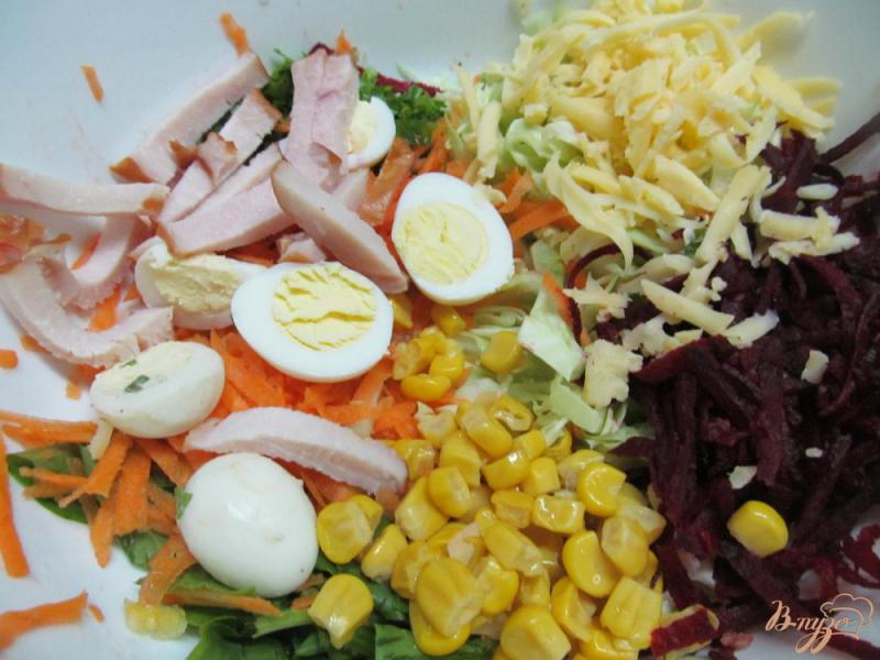 Фото приготовление рецепта: Овощной салат с копченной курицей шаг №3