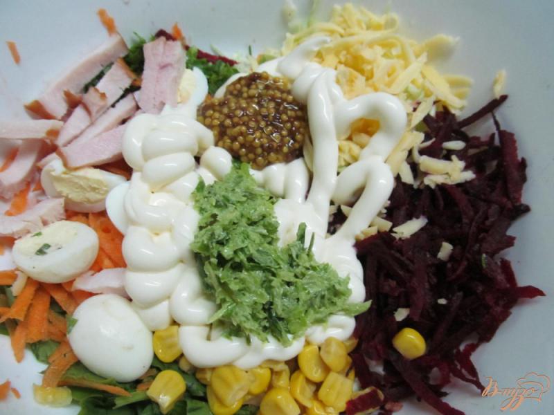 Фото приготовление рецепта: Овощной салат с копченной курицей шаг №4