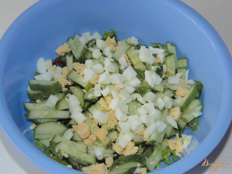 Фото приготовление рецепта: Салат из яиц и свежих огурцов шаг №4