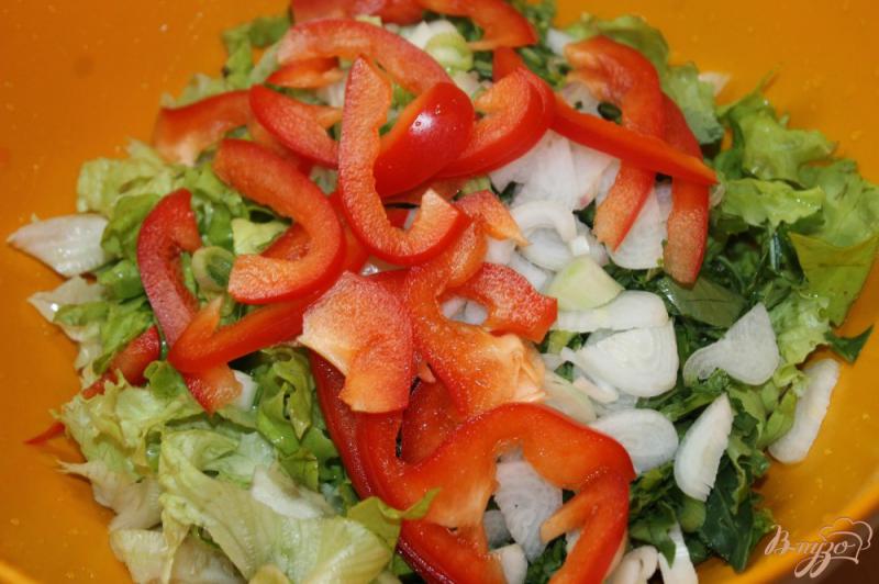 Фото приготовление рецепта: Салат с перцем, сухарями и сыром шаг №3
