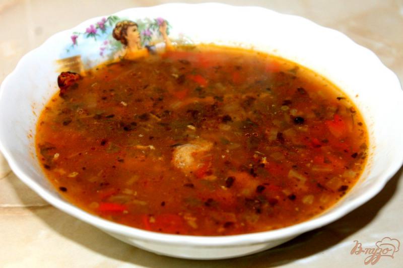 Фото приготовление рецепта: Томатный суп с кинзой и курицей шаг №8