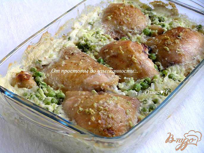 Фото приготовление рецепта: Курица с рисом и зеленым горошком шаг №6