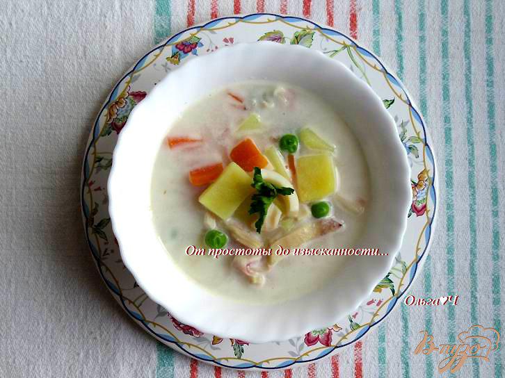 Фото приготовление рецепта: Сливочный суп с кальмарами шаг №7