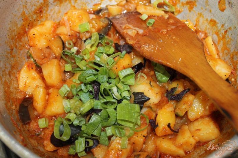 Фото приготовление рецепта: Овощное рагу из баклажанов и кабачков в томатном соусе шаг №7