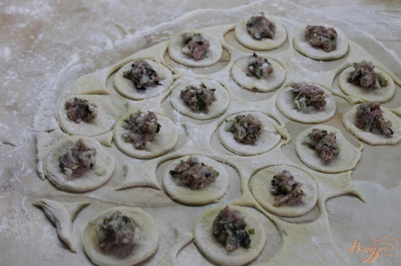 Фото приготовление рецепта: Домашние пельмени со свиным фаршем и базиликом шаг №7