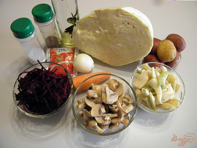 Фото приготовление рецепта: Постный борщ с грибами и стручковой фасолью шаг №1