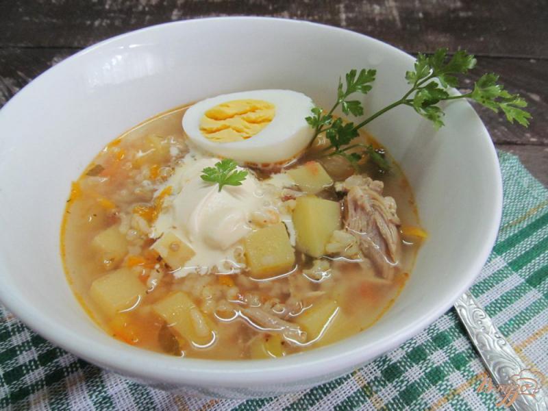 Фото приготовление рецепта: Овощной суп с рисом и щавелем шаг №7
