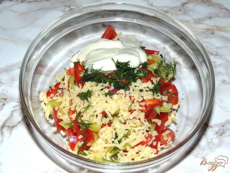 Фото приготовление рецепта: Острый салат из помидоров с твердым сыром шаг №3