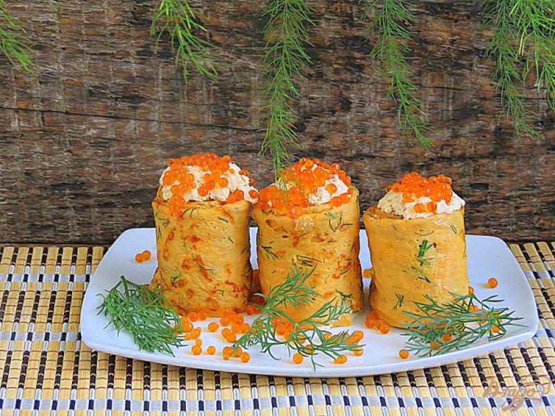 Фото приготовление рецепта: Блины морковно-укропные шаг №9