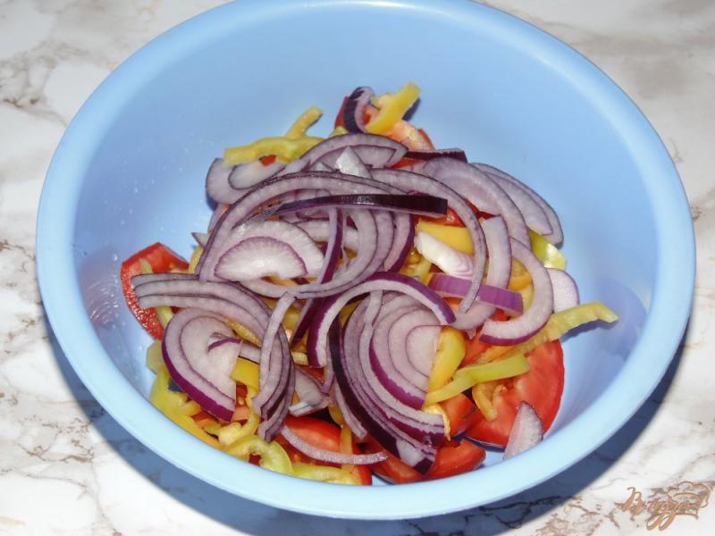 Фото приготовление рецепта: Салат из помидоров с красным луком и чесночной заправкой шаг №3