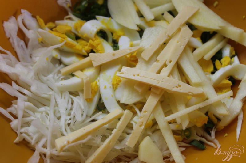 Фото приготовление рецепта: Капустный салат с твердым сыром и яйцом шаг №5