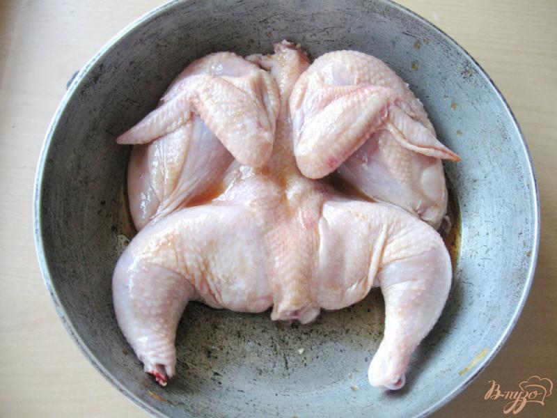 Фото приготовление рецепта: Цыпленок запеченный в соево-медовом маринаде шаг №3