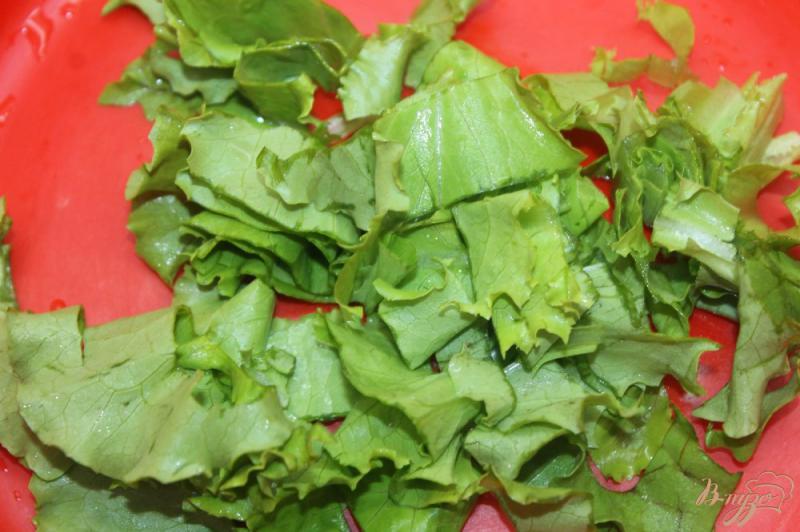 Фото приготовление рецепта: Сытный салат с зеленью, сыром и колбасой шаг №1