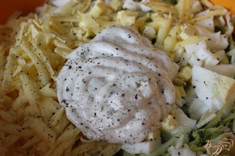 Фото приготовление рецепта: Салат из молодой капусты с сыром шаг №3
