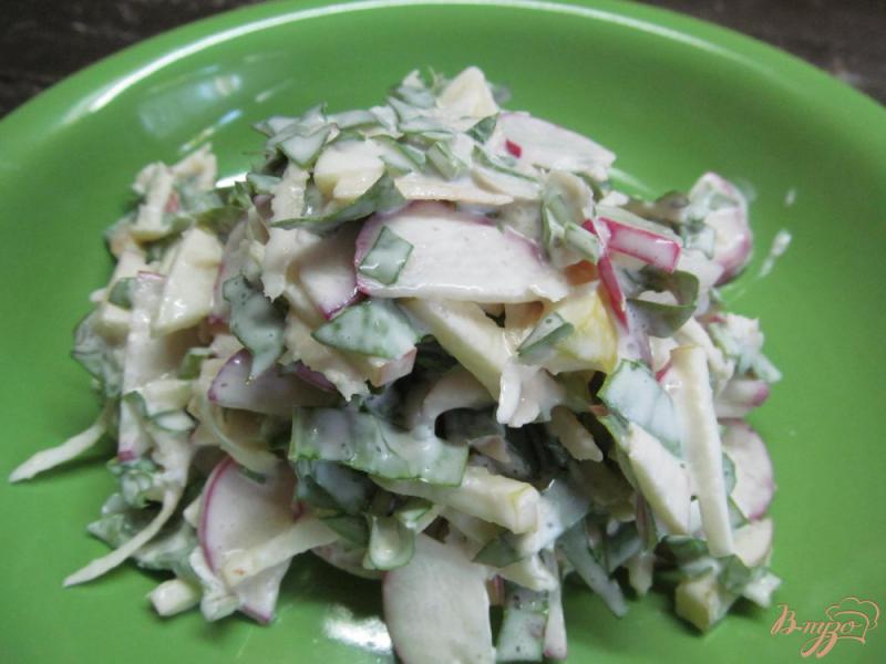 Фото приготовление рецепта: Салат из редиса с яблоком шаг №4