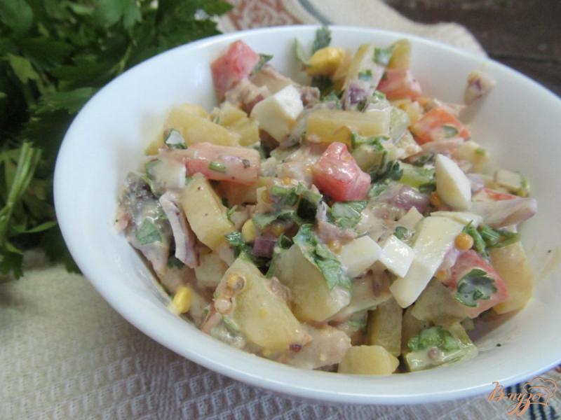 Фото приготовление рецепта: Салат из языка с овощами шаг №5