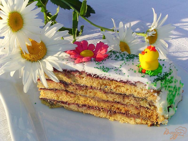 Фото приготовление рецепта: Торт со штрейзелем и малиновым джемом шаг №9