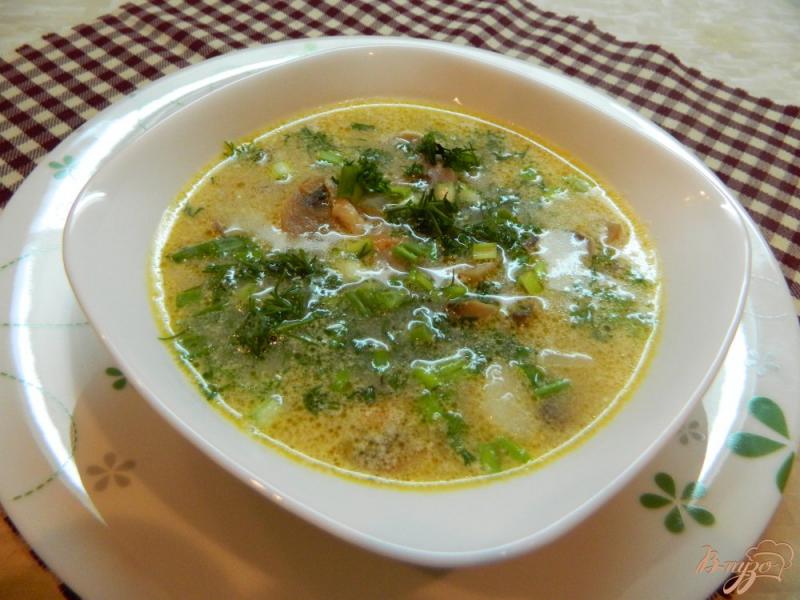 Фото приготовление рецепта: Грибной суп со сливками шаг №9