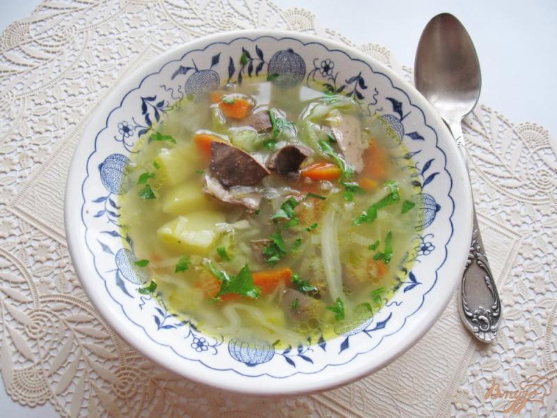 Фото приготовление рецепта: Овощной суп с куриной печенью шаг №8