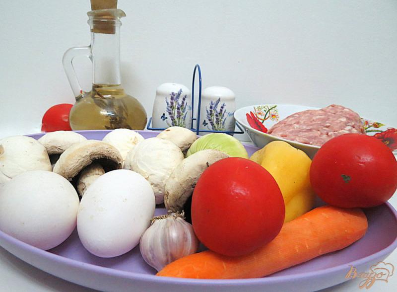 Фото приготовление рецепта: Запеканка из фарша, грибов и овощей шаг №1
