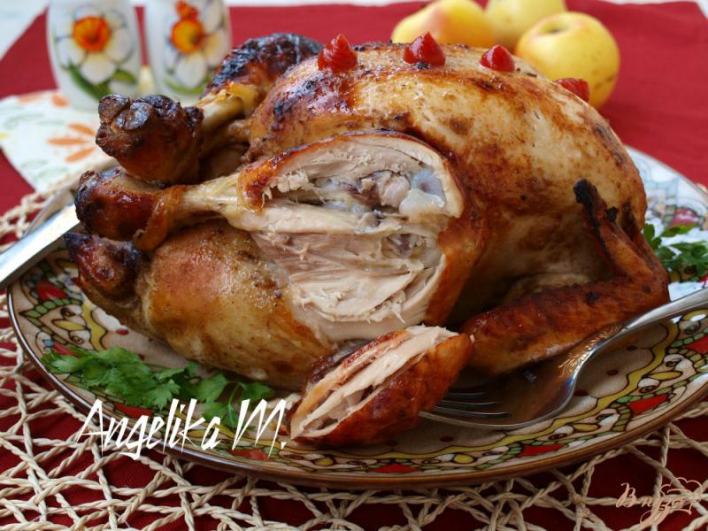 Фото приготовление рецепта: Курица с яблоками в рукаве шаг №5