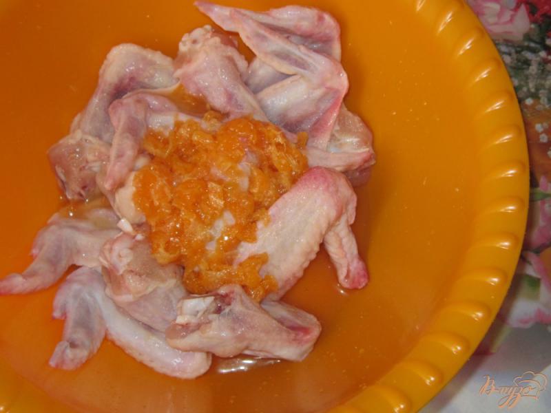 Фото приготовление рецепта: Куриные крылышки в мандариновом маринаде шаг №3