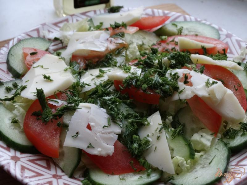 Фото приготовление рецепта: Овощной салат с фисташками и моцареллой шаг №5