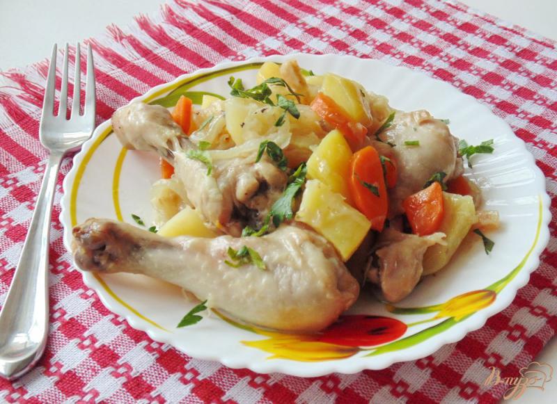 Фото приготовление рецепта: Куриные голени с овощами в рукаве шаг №10