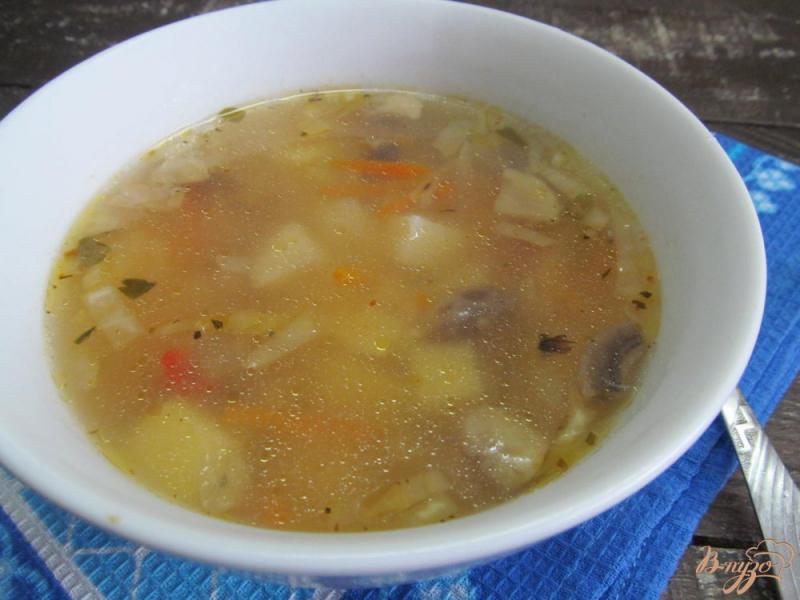 Фото приготовление рецепта: Суп с грибами и квашеной капустой шаг №8