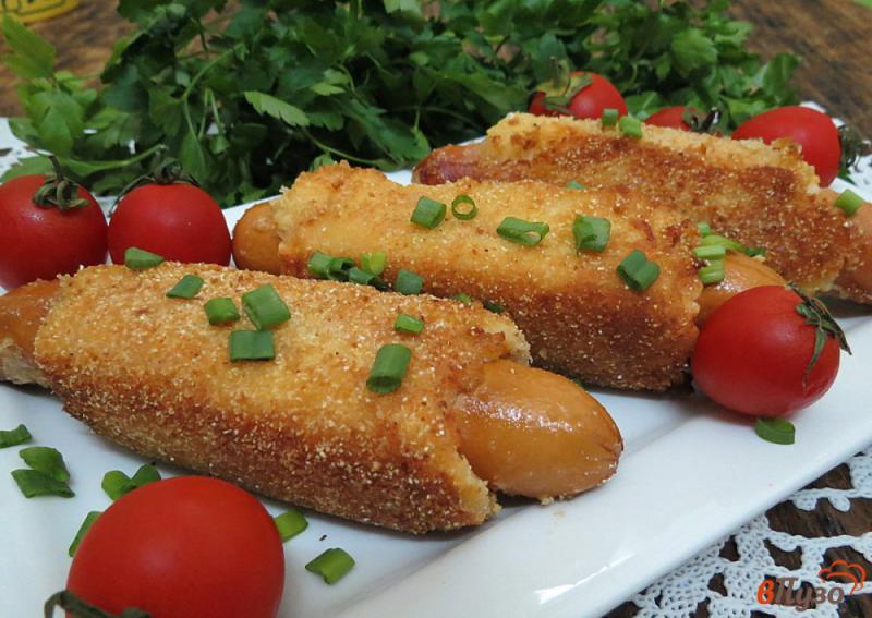 Фото приготовление рецепта: Сосиски в хлебе для тостов шаг №14