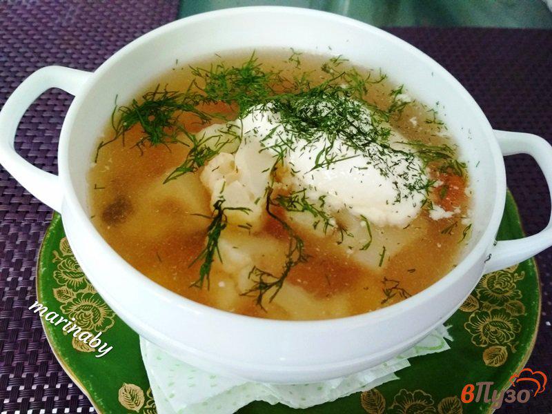 Фото приготовление рецепта: Суп из цветной капусты на бульоне из филе индейки шаг №7
