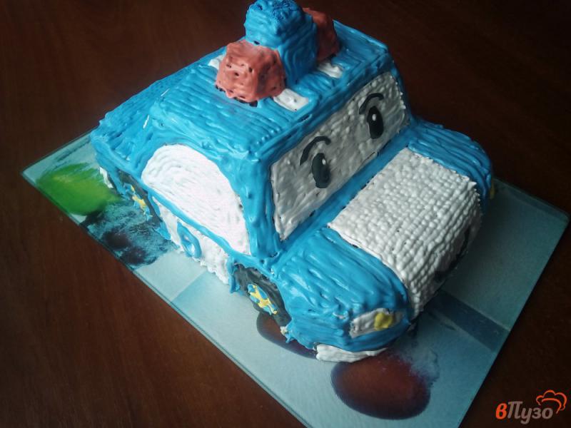 Фото приготовление рецепта: Торт в форме машины «Робокар Поли» шаг №21
