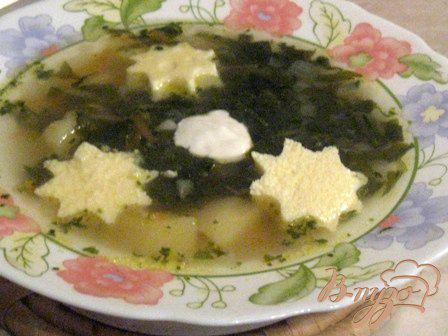 фото рецепта: Зеленый борщ с яичным суфле